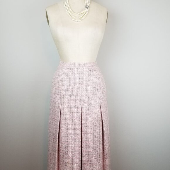 Vintage 1950's Classic Pale Pink Tweed 2 pc Tweed Blazer Skirt Suit Set * Small - Picture 11 of 16